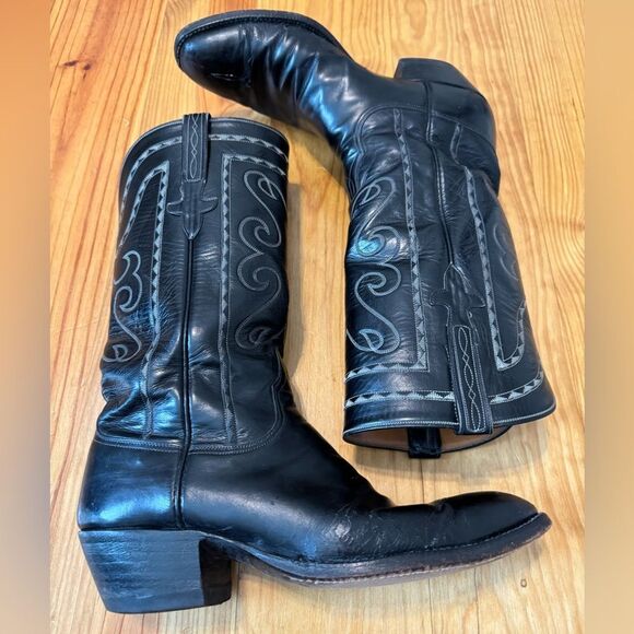 Vintage Lucchese San Antonio Embroidered Boots Black L1138 Men’s Size 10B - Picture 13 of 16